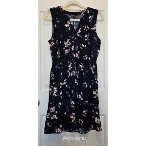 41Hawthorne Summer Dress Navy with Pink Flowers Size M